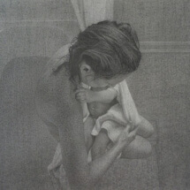 Cradle, Graphite on paper, Framed: 20 x 25 inches
