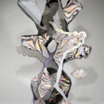 Void in an Echo, 29 x 19 ¼ x 7 inches, scagliola, concrete, watercolor, jewelry chain