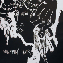 Wrappin Hair - Brooklyn Series, Framed: 53 x 41 inches, B/W Woodcut