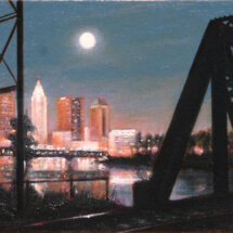 Columbus Skyline, Night, 8 x 10, oil on panel