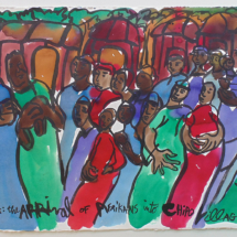 Gift: The Arrival of Africans, 22½ x 30 inches, Gouach on Heavy Paper