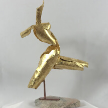 Dancing Torso, Gold leaf, steel, granite, 19 x 12 ½ x 6 ½ inches