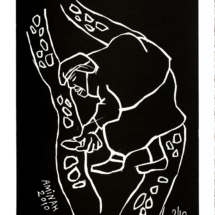 Book of Revelations 2, Framed: 23 x 18 ½ inches, Black and white woodcut
