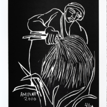 Book of Revelations 4, Framed: 23 x 18 ½ inches, Black and white woodcut
