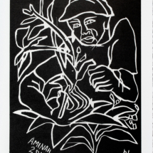 Book of Revelations 7, Framed: 23 x 18 ½ inches, Black and white woodcut