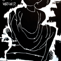 Stoop Watcher - Brooklyn Series, B/W Woodcut, 53 x 41 inches