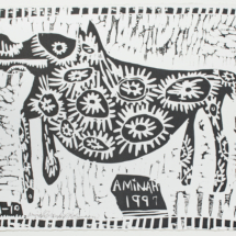 Tattoo Animal, B/W Woodcut, 27 ½ x 33 ½ inches 