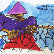 Fisherman Mending Nets , Gouache on heavy stock, 22 ½ x 30 ¼ inches
