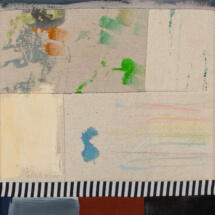 For Ferlinghetti, sewn fabric, cut-up paintings, pencil, ink, and acrylic, 12 x 9 inches 