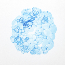 Blue Cross-Section III, soap bubbles and ink on paper, 14 x 9 ¾ inches 