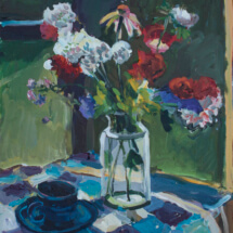Blue Table Still Life, Acrylic on canvas, 44 ½ x 32 ½ inches 