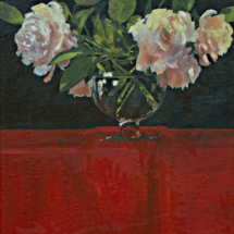 Red Table, Oil on panel, 36 ½ x 30 ¾ inches 
