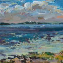 South Bay, Lubec, Acrylic on canvas, 12 x 23 ¾ inches 