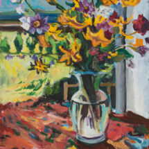 Still Life with Flowers, 35 ½ x 29 ½ inches, acrylic on canvas.
