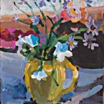 Yellow Pitcher Still Life 2, Acrylic on canvas, 15 x 13 inches 