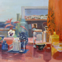 Still Life with Diebenkorn II, Oil on paper on panel, 14 x 21 inches