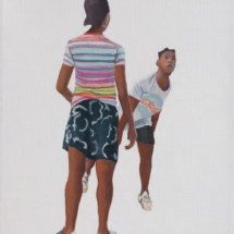 Measured 58 Playing Games on the Malecón: Havana, Framed: 10½ x 9½ inches, Oil and Graphite on Linen.