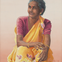 Shallot Woman: India, 10-1/2 x 9-1/2 inches, Oil and Graphite on Linen