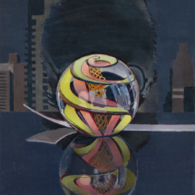 New York Reflections, 15-1/8 x 14-1/8 inches, oil on canvas