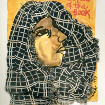 Muslim Woman, Acrylic and fabric on heavy stock, 45 x 36 inches 