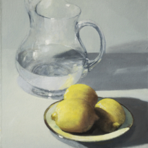 Lemons With Pitcher, Oil on panel, 17 x 13 ¾ inches