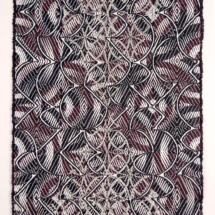 494B Clothes of the Spirit IV, silk, linen, nickel silver wire, digital jacquard, hand woven TC2 loom (mounted on stretched canvas), 14 ¼ x 21 inches