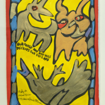 Animal Stories: Buh Rabbit and Buh Wolf Deceives Buh Lizzard, Acrylic, gouache and ink on heavy stock, 30 ½ x 23 ½ inches