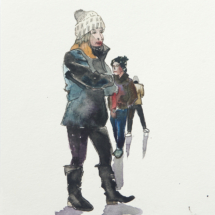 About Looking 4, Watercolor on paper, 10 x 10 inches