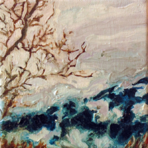 After the Rain, Oil on canvas, 4 x 4 inches