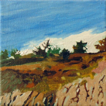 Alongside the Road, Oil on canvas, 4 x 4 inches