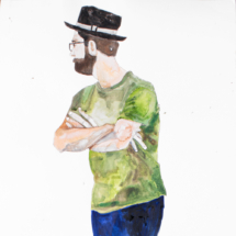 Black Hat, Watercolor on paper, 36 x 18 inches 