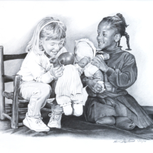 Best Friends, graphite on heavy stock, 14 x 17 inches 