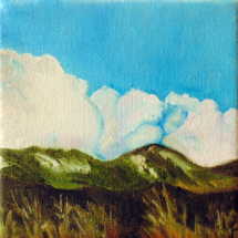 Hardly Any Snow, Oil on canvas, 4 x 4 inches
