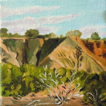 One of the Arroyos, Oil on canvas, 4 x 4 inches