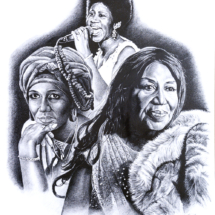 Queen of Soul, Graphite on heavy stock, 35 ¼ x 28 ½ inches