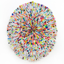 Rainbowburst, Machine sewn fabric collage, 32 x 40 inches